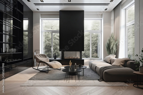 modern living room, generative ai © jambulart