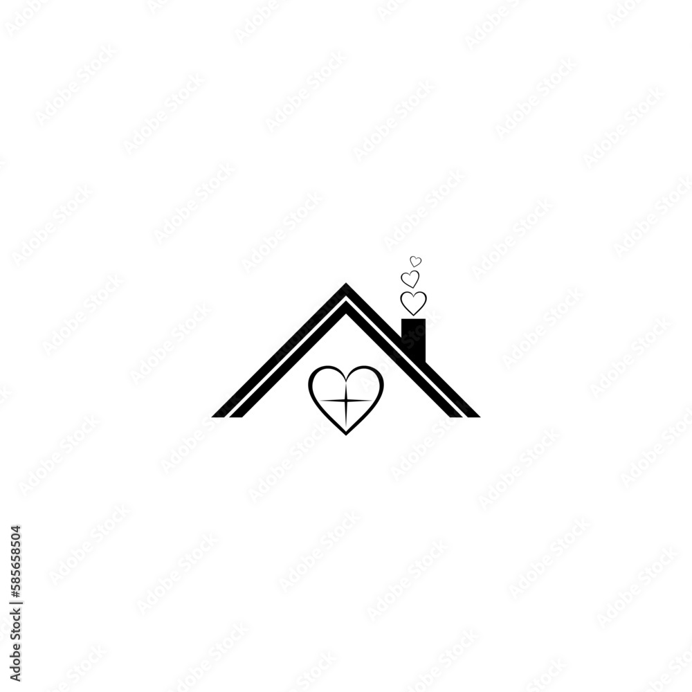 House with heart icon isolated on white background House with heart icon isolated on white background