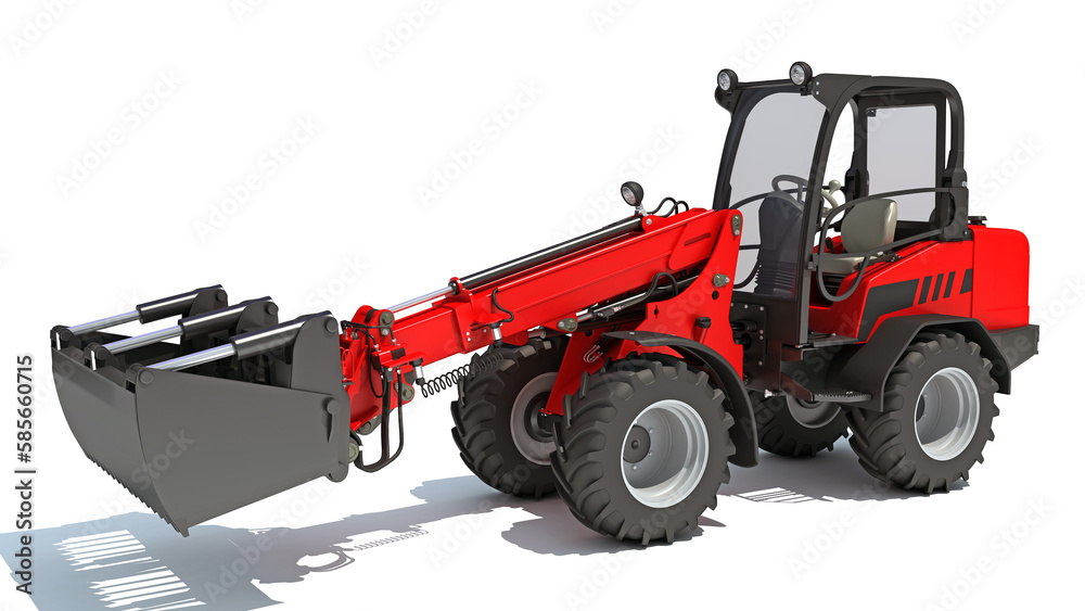 Telescopic Wheel Loader 3D rendering on white background Telescopic Wheel Loader 3D rendering on white background