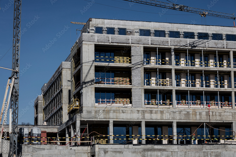 construction of a residential apartment complex. construction of a residential apartment complex.