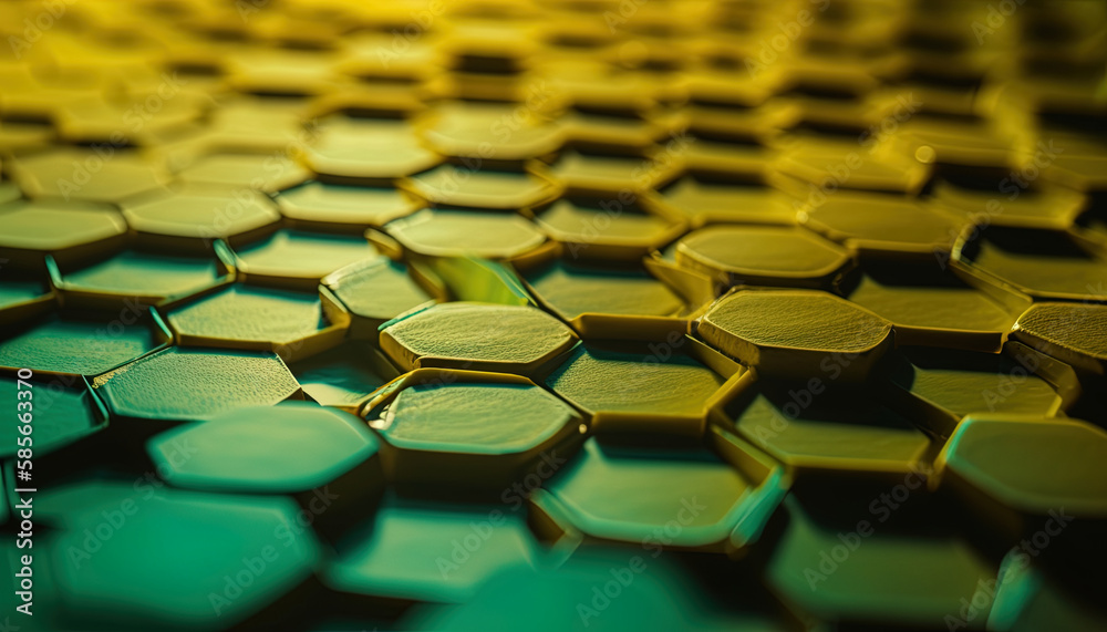 Obraz premium Abstract background with hexagons in yellow and green colors