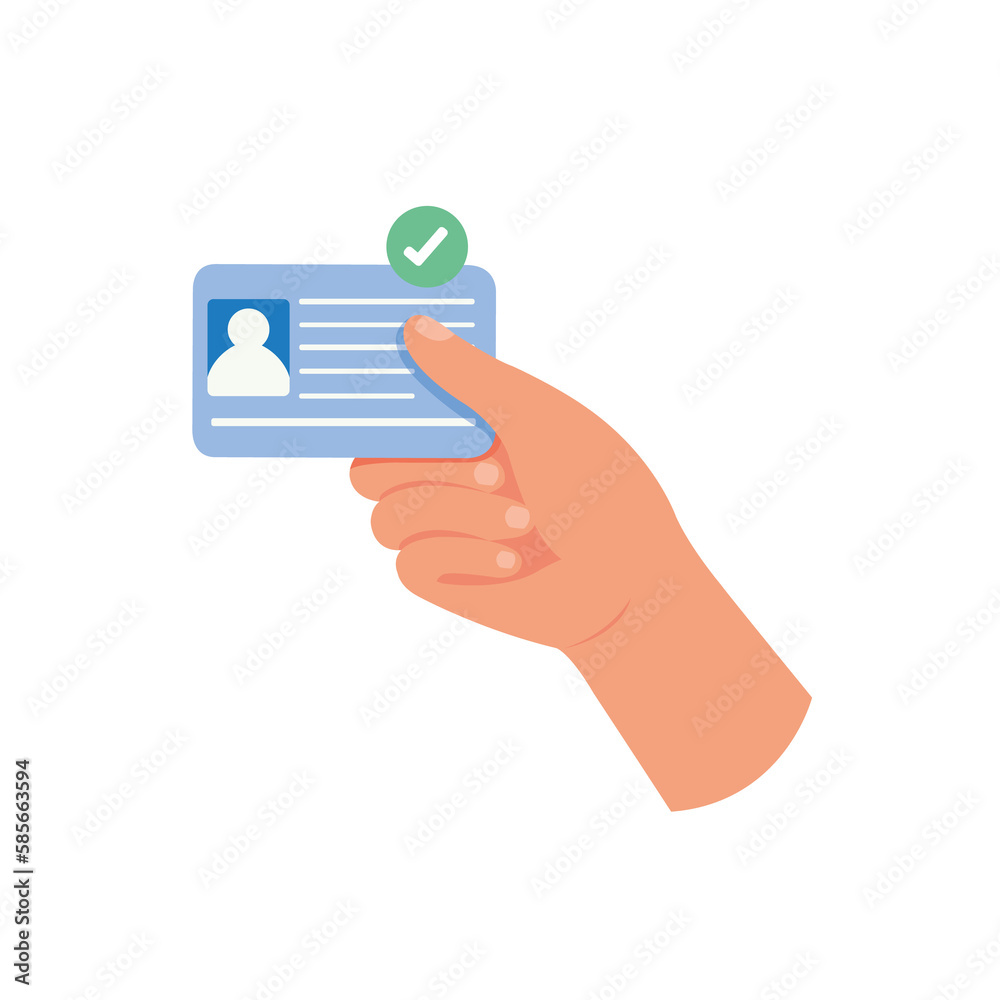 Hand holding an identity card, Identification personal contact. Hand holding an identity card, Identification personal contact.