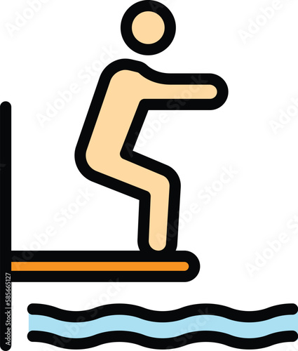 Swimming athlete icon. Outline Swimming athlete vector icon for web design isolated on white background color flat