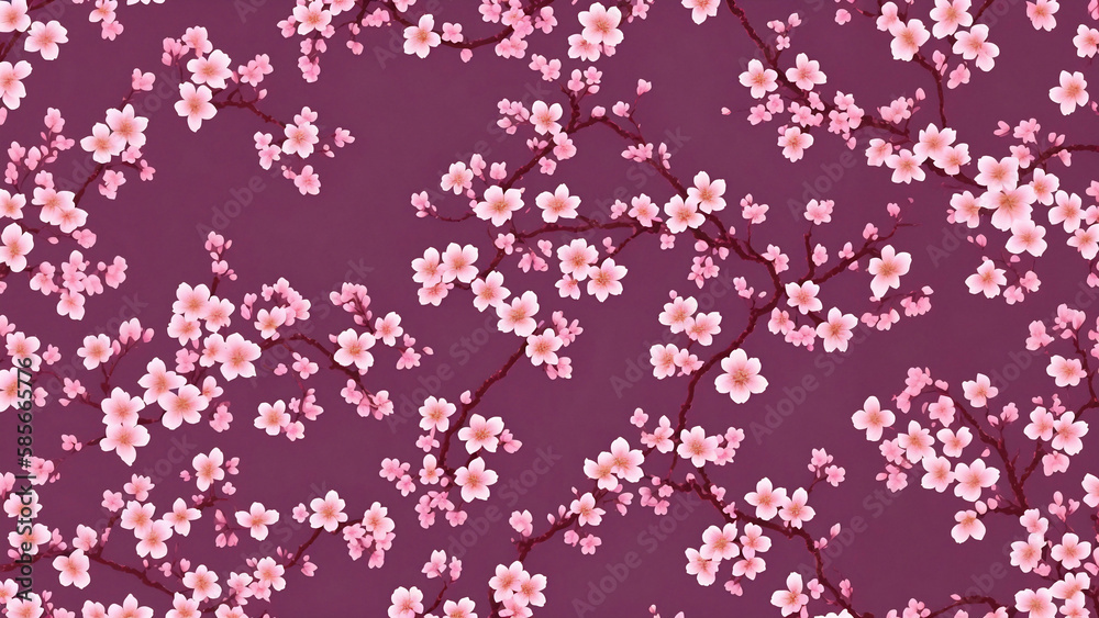 Cherry blossom pattern background. Generative AI Cherry blossom pattern background. Generative AI