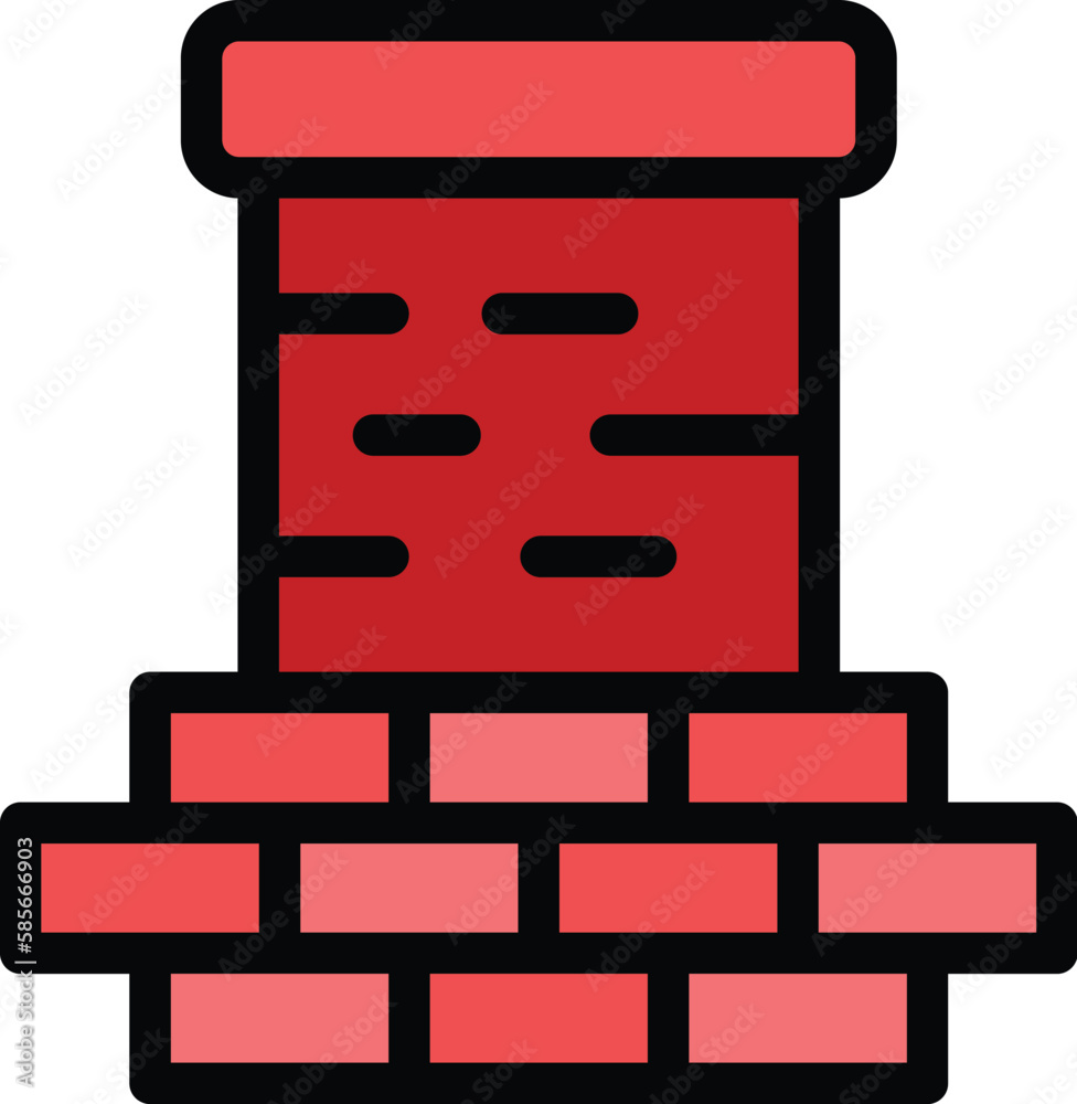 House chimney icon. Outline house chimney vector icon for web design isolated on white background color flat