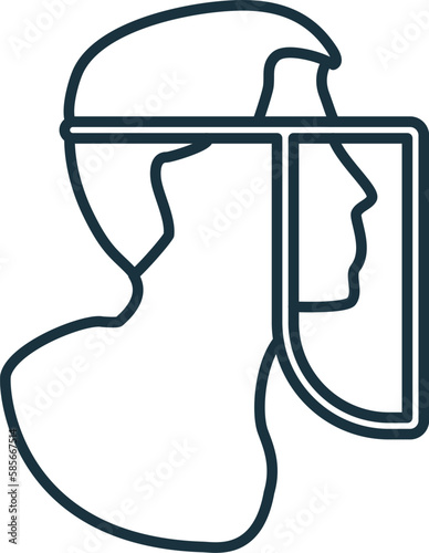Face Shield line icon. Monochrome simple Face Shield outline icon for templates, web design and infographics