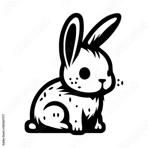 Cute bunny vector silhouette  isolated on white background.