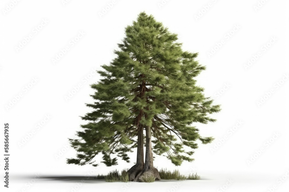 solitary pine tree standing tall in the middle of a vast field. Generative AI solitary pine tree standing tall in the middle of a vast field. Generative AI