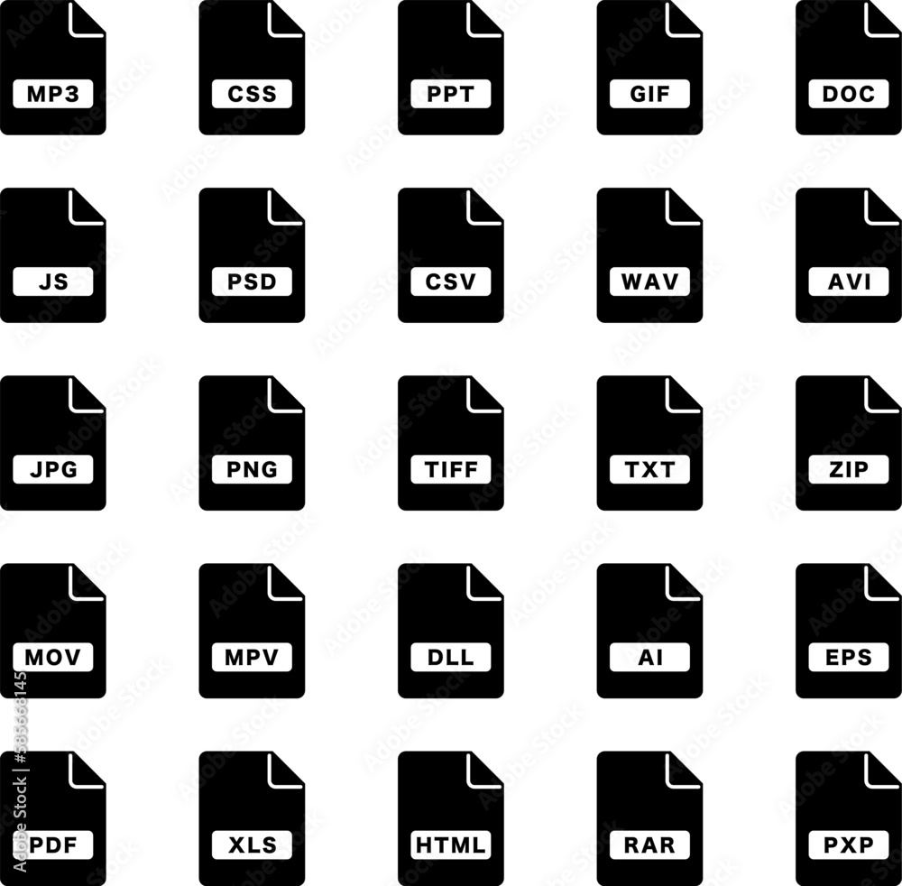 File extension simple icon illustration set File extension simple icon illustration set