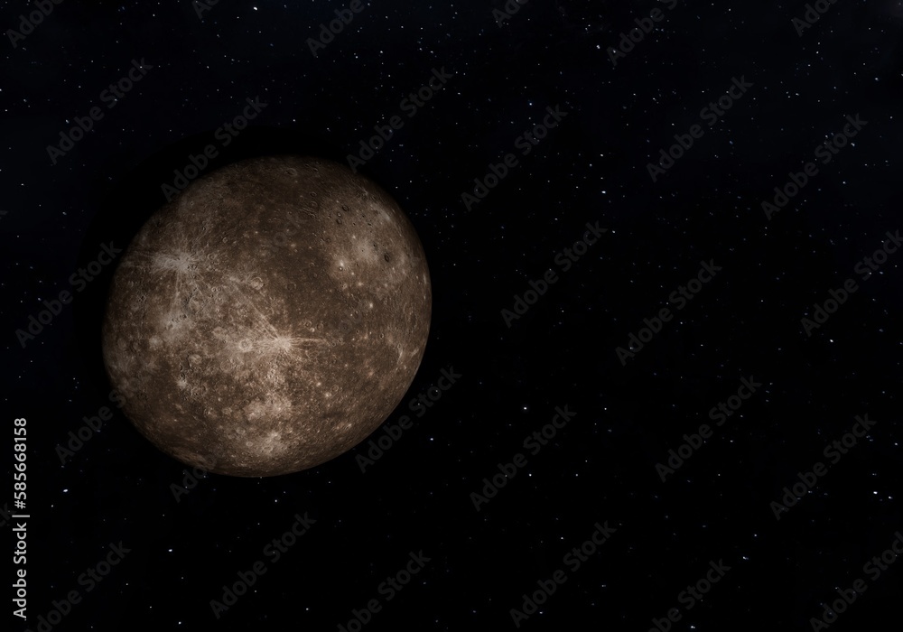 Naklejka premium Space, nebula and planet Mercury. Space exploration.