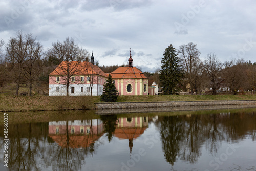 Castle Mitrowicz on a bank of Luznice river in South Bohemia.