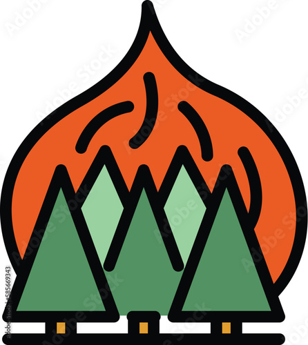 Wildfire hazard icon. Outline wildfire hazard vector icon for web design isolated on white background color flat