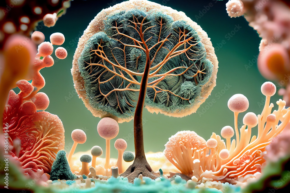 Obraz premium Microscopic view of organic substance, generative AI