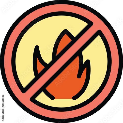 No fire forest icon. Outline no fire forest vector icon for web design isolated on white background color flat