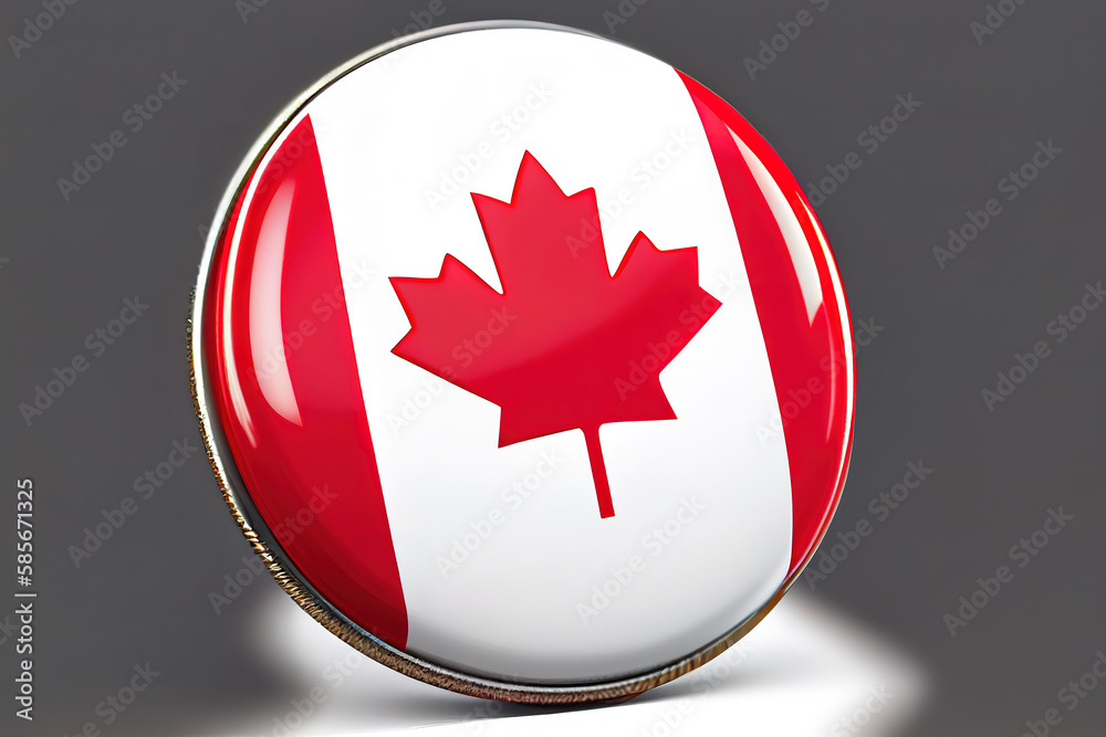 Round pin canada flag 3d illustration. Generative Ai Round pin canada flag 3d illustration. Generative Ai