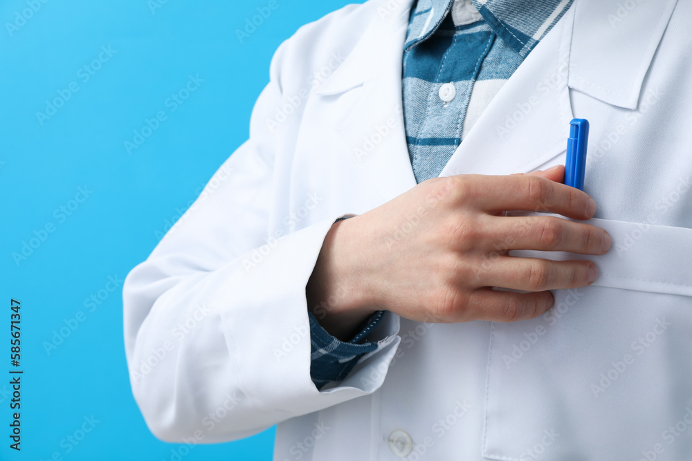 Doctor on blue background - healthcare, Medical Workers Day concept Doctor on blue background - healthcare, Medical Workers Day concept
