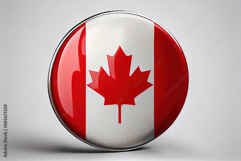 Round pin canada flag 3d illustration. Generative Ai Round pin canada flag 3d illustration. Generative Ai