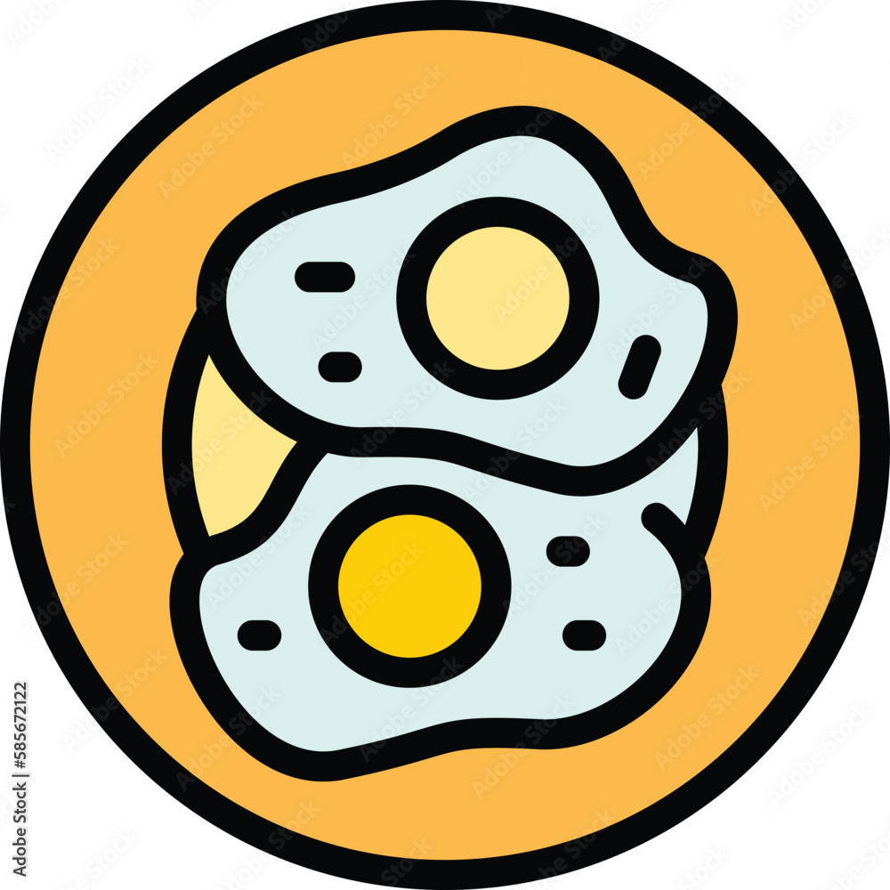 Fototapeta premium Eggs plate icon. Outline eggs plate vector icon for web design isolated on white background color flat