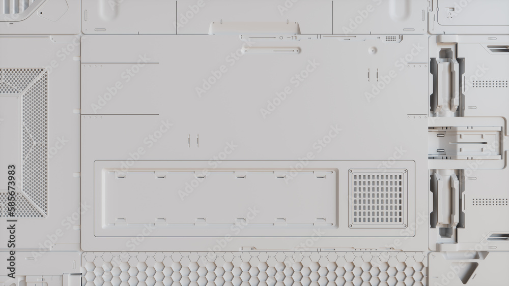 White Tech Wallpaper with Advanced, Science Fiction Panels. 3D Render ...