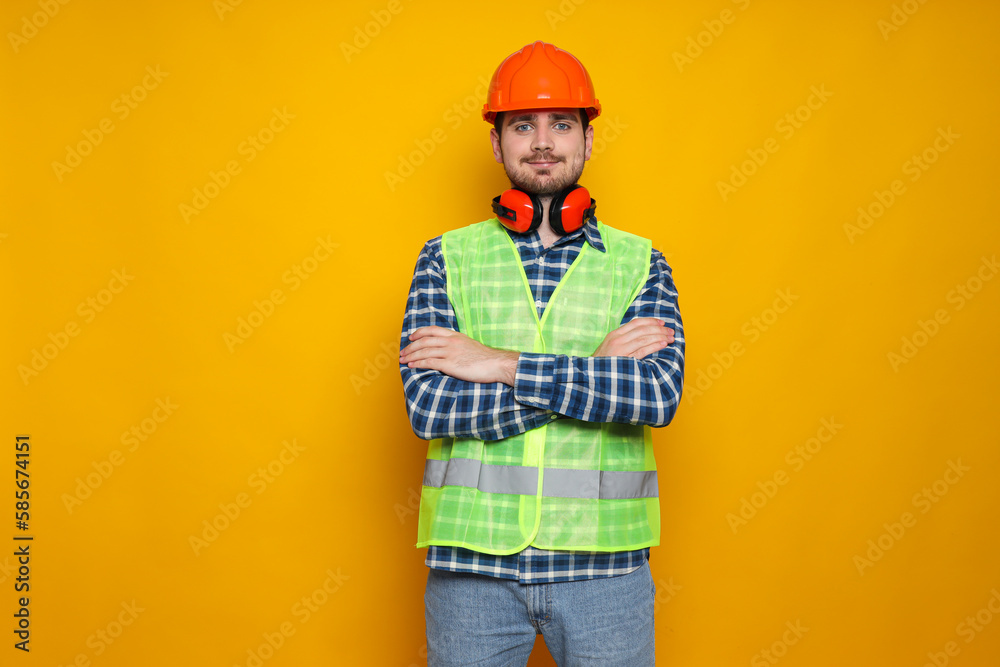 Young man civil engineer in safety hat