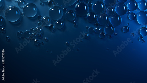 Liquid Droplets on Blue Background. Macro Wallpaper with Copy-Space. photo