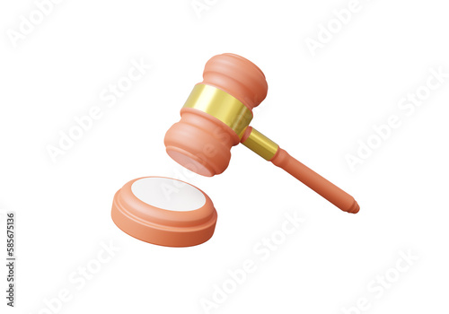 Fotografi Minimal cartoon brown gavel judgement hammer concept on isolated background