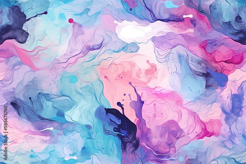 an abstract painting with blue, pink, and purple colors. Generative AI