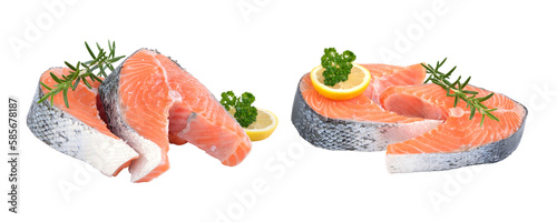 fresh salmon steak with herbs