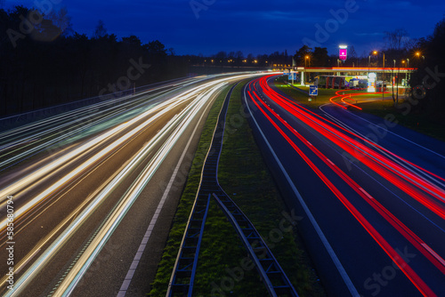 traffic on highway at night