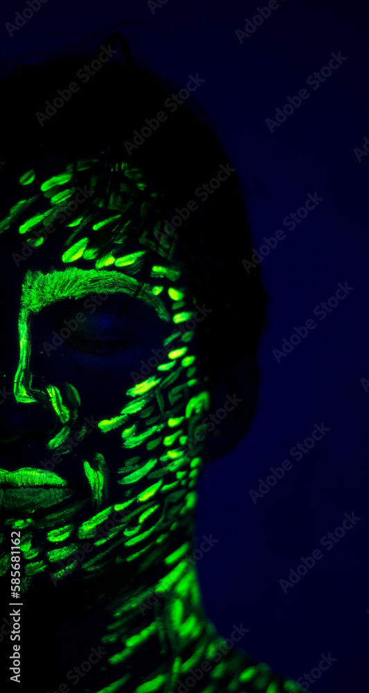 Glowing face art in the dark Glowing face art in the dark