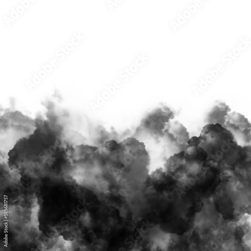 Black cloudy overlay, abstract texture with transparent background for placing text