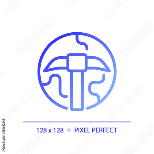 STEM in geology pixel perfect gradient linear vector icon. Mineral deposits searching. Ore extraction technology. Thin line color symbol. Modern style pictogram. Vector isolated outline drawing