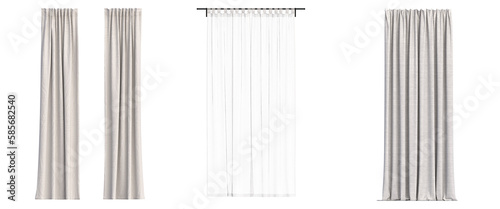 curtain isolated on a transparent background, interior decorations, 3D illustration, cg render