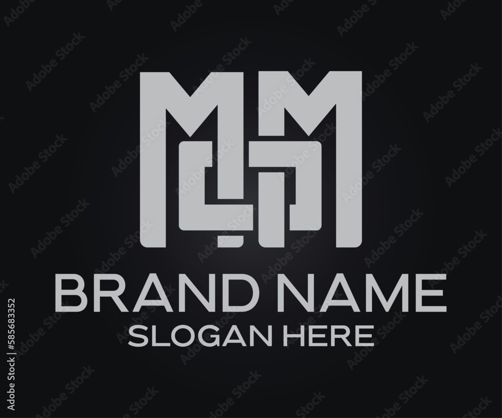 M O M initial letter logo design template