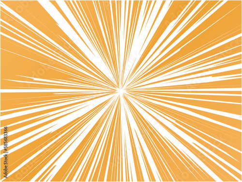 背景素材,集中線,放射,漫画,効果線のイメージ,驚き,動き,スピード感_オレンジ