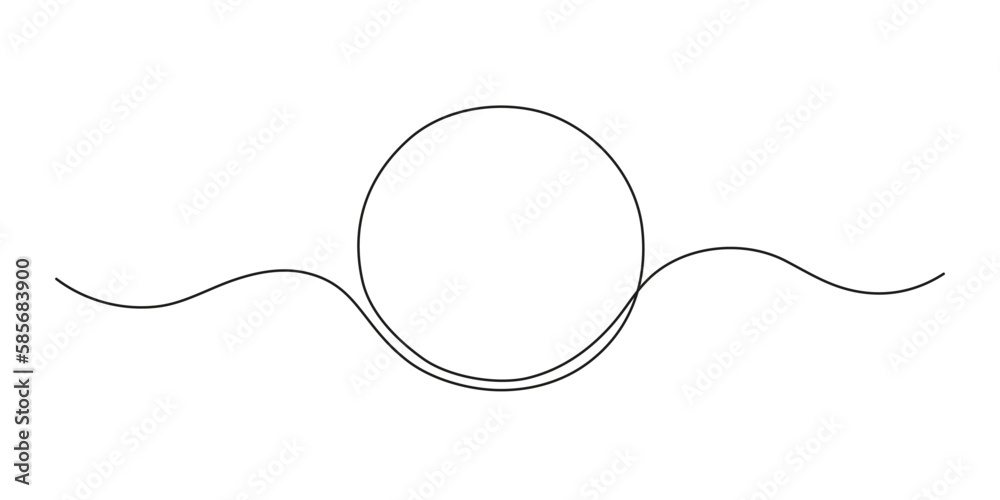 Circle frame continuous one line drawing. Border freehand single line hand drawn style for quote, opinion, notion. Round speech bubble in talk. Vector illustration