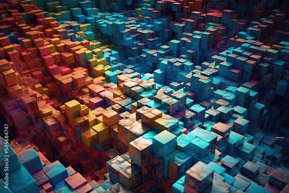colorful cubical mosaic. Generative AI
