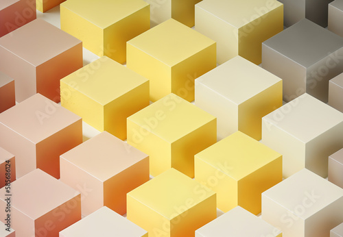 Isometric concrete blocks  pastel color palette. Generative AI