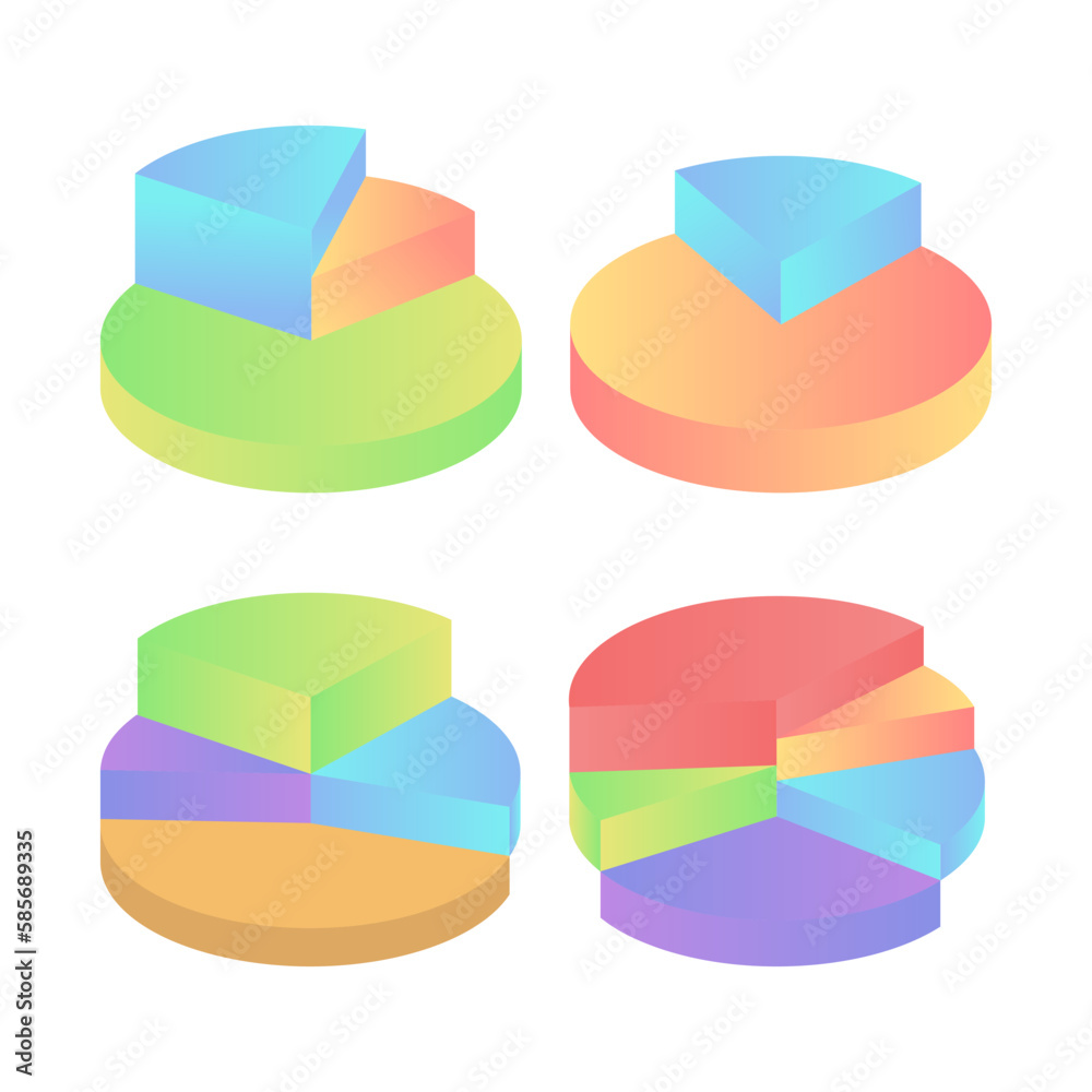 Obraz premium Set of colorful pie chart diagram collection