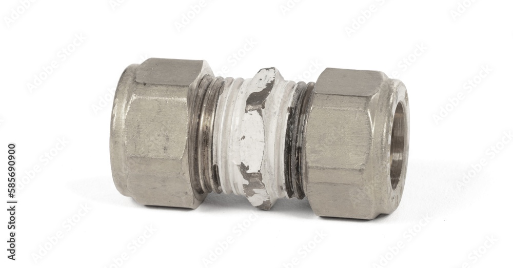 Steel fitting for plumbing pipes, connector for two different sizes Steel fitting for plumbing pipes, connector for two different sizes