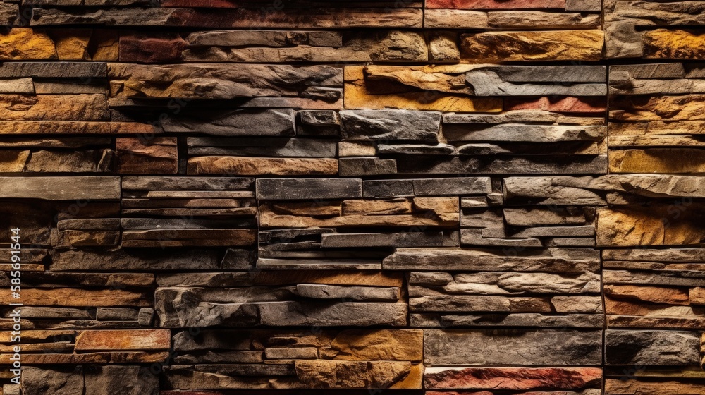 Stone veneer wall pattern. Background for design. Generative AI. Stone veneer wall pattern. Background for design. Generative AI.