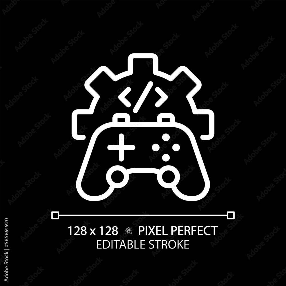 Game development pixel perfect white linear icon for dark theme. STEM ...