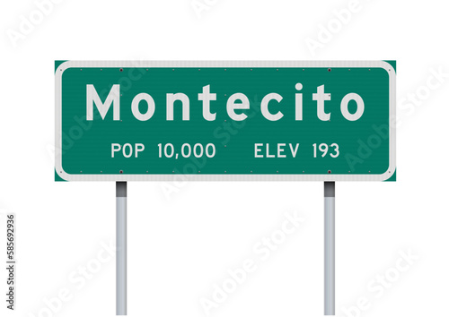 Vector illustration of the Montecito (California) City Limit green road sign on metallic posts