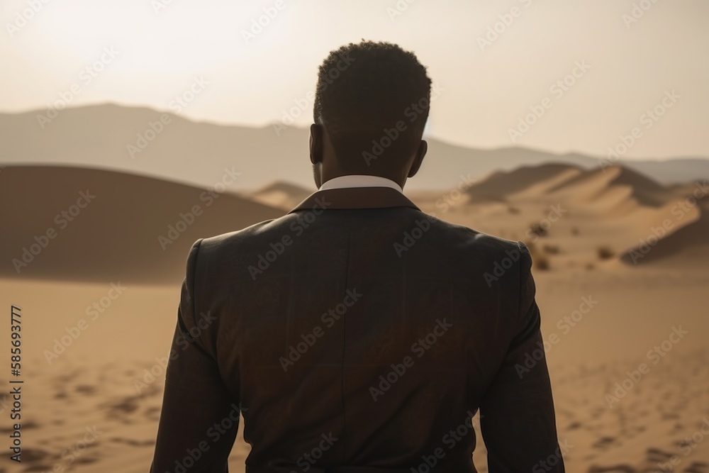 man in a hot desert, generative ai