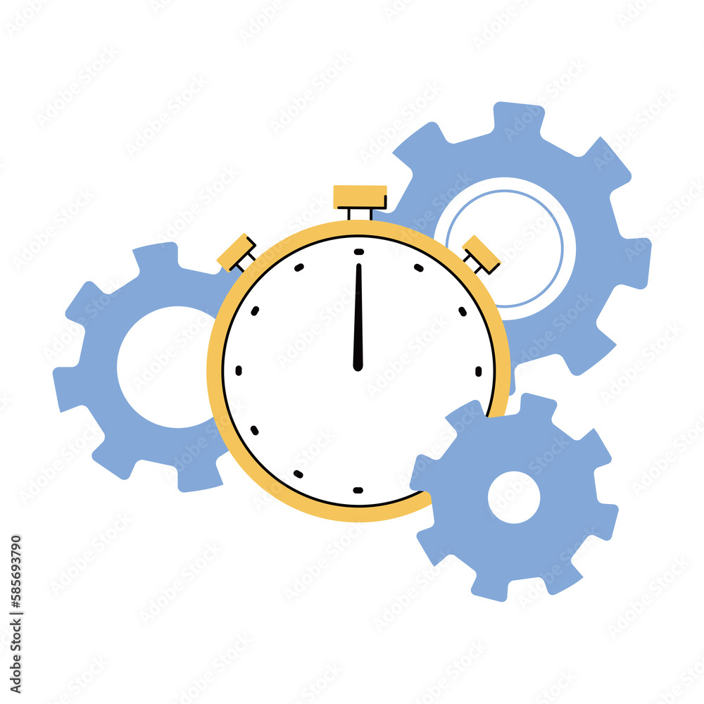 Vector illustration of stopwatch and gears. Vector illustration of stopwatch and gears.