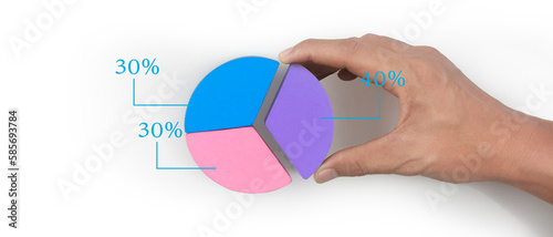 Business connecting  cubes chart in hand