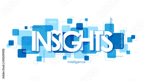 INSIGHTS blue typography banner with keywords