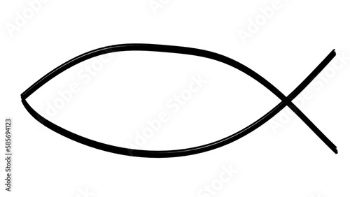 Black Chrsistian christianity eucharistic fisch symbol logo emblem, isolated on white background