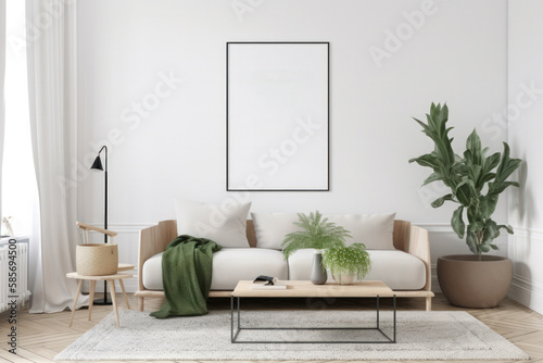 Clean and Modern Scandinavian Living Room Poster Mockup