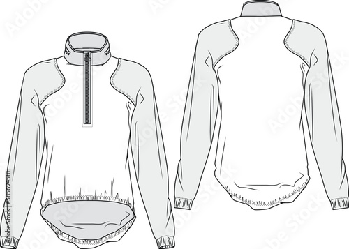 women wind jacket drawing template